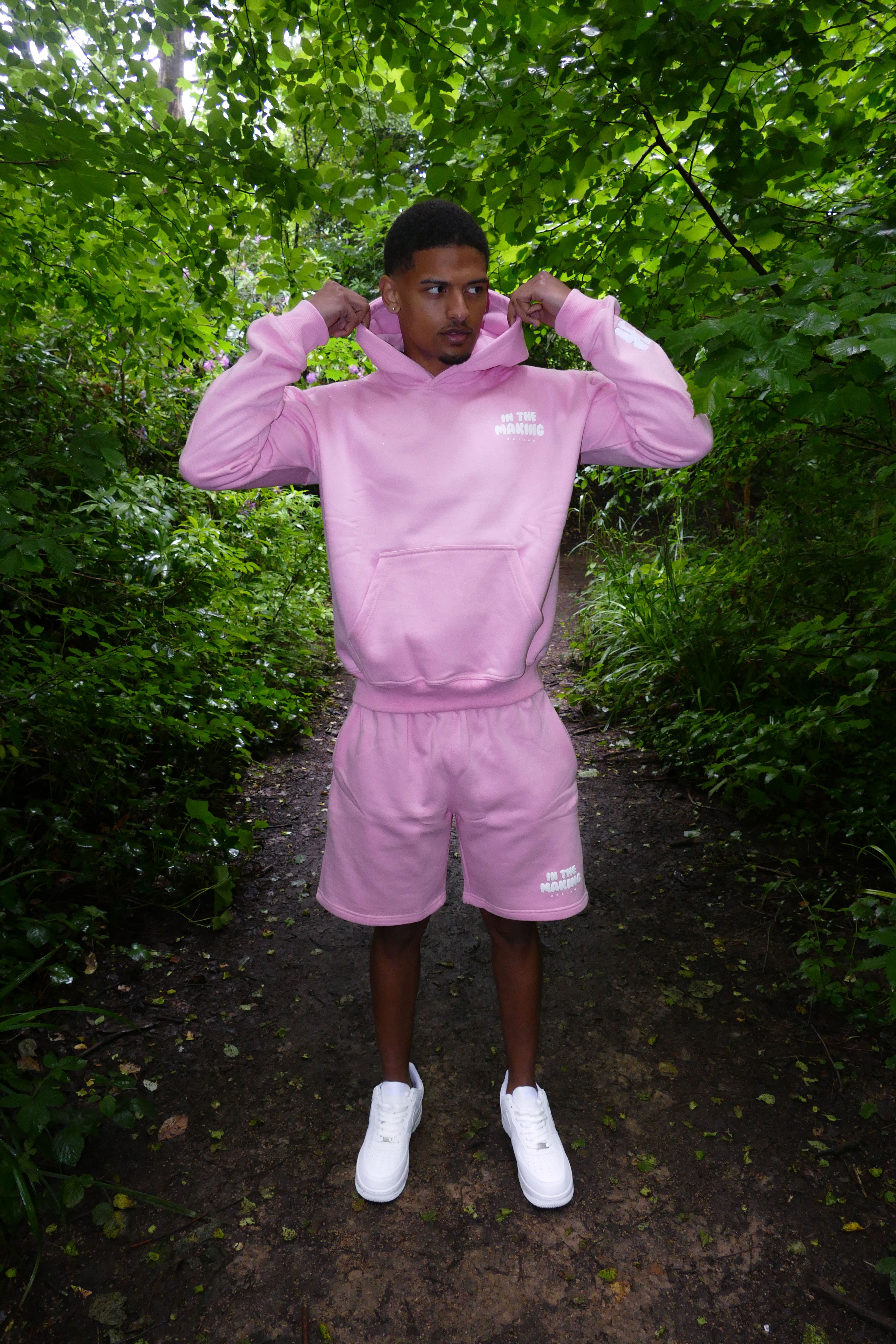 Bubble Hoodie & Short Set - Pink