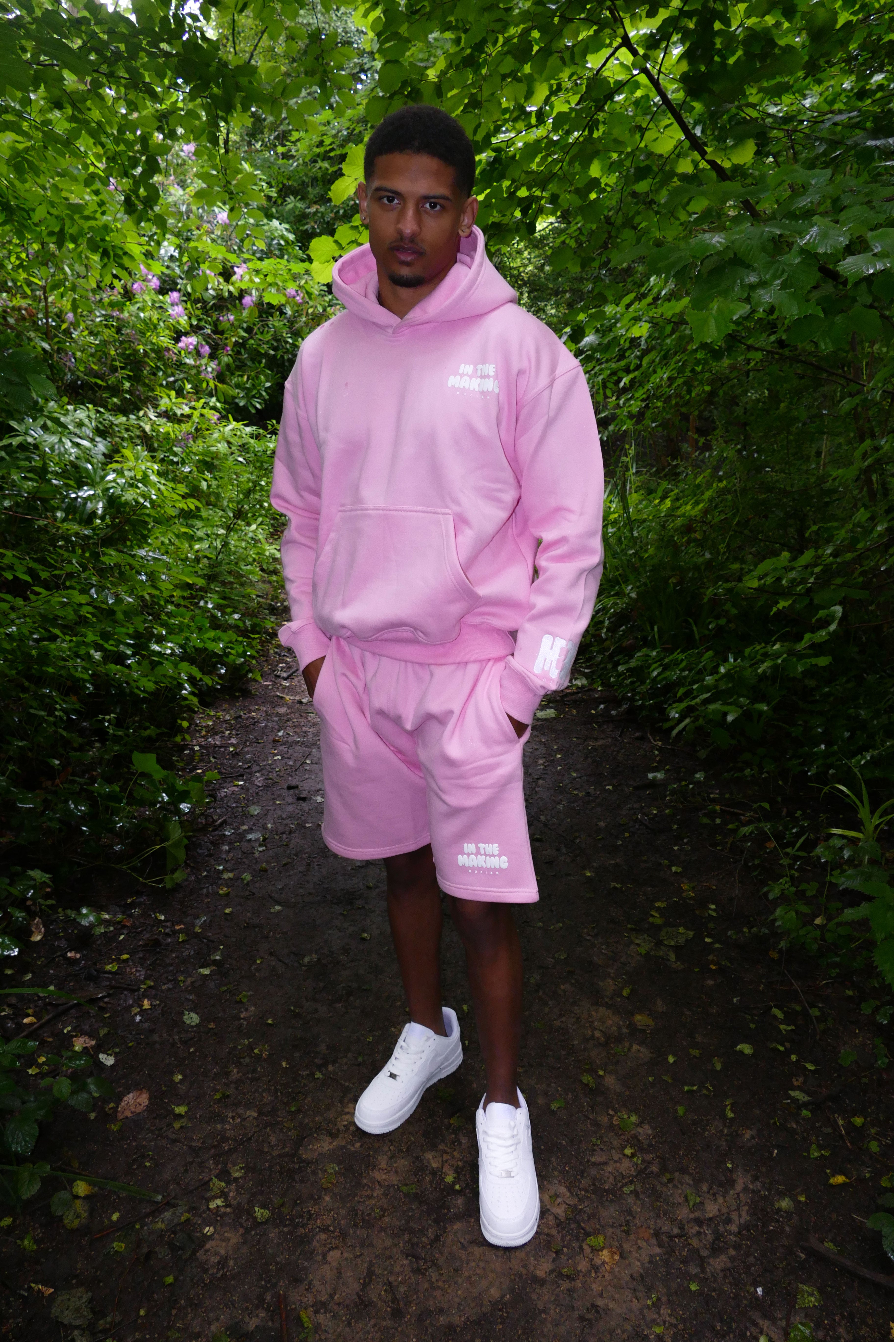 Bubble Hoodie & Short Set - Pink