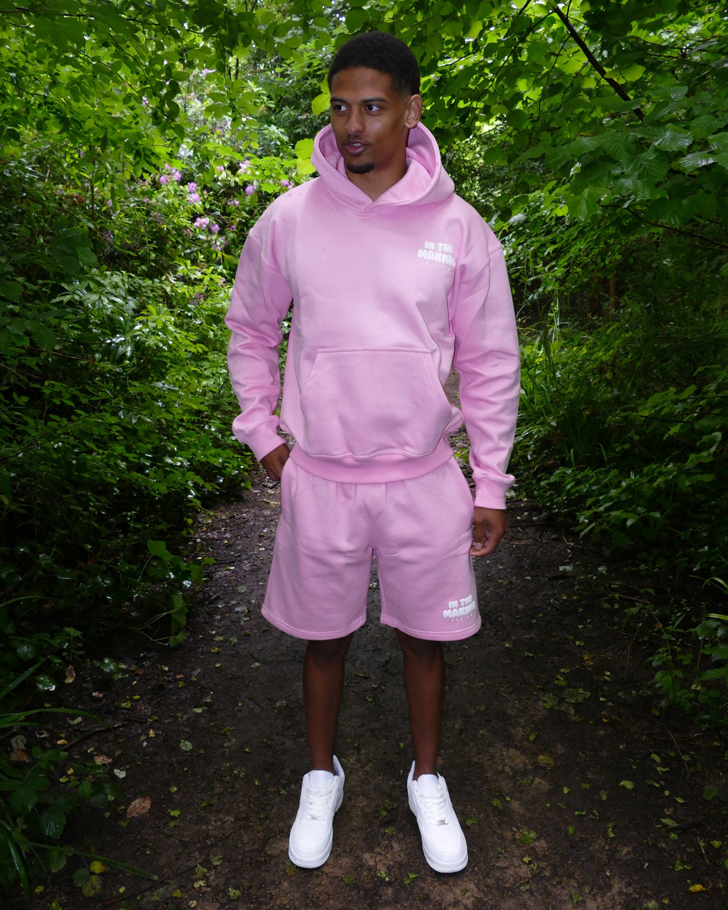 Bubble Hoodie & Short Set - Pink